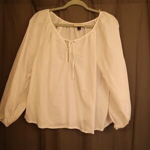 Universal Thread Cream Blouse with Tie-Front